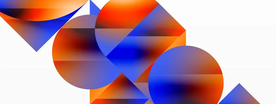 Serene gradient template. Circles and triangles mingle in minimalist perfection Stock Illustration