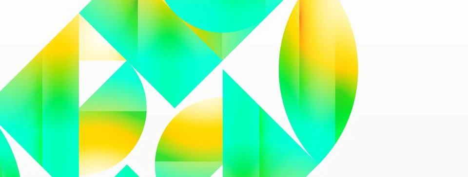 Serene gradient template. Circles and triangles mingle in minimalist perfection Illustrazione stock