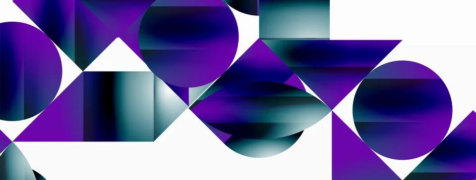 Serene gradient template. Circles and triangles mingle in minimalist perfection Stock Illustration