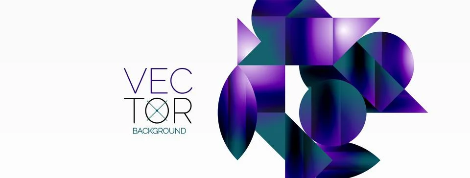 Serene gradient template. Circles and triangles mingle in minimalist perfection Illustrazione stock