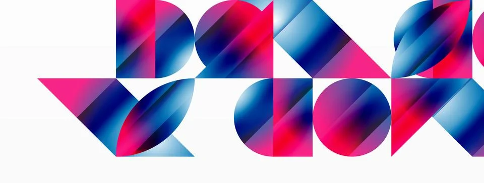 Serene gradient template. Circles and triangles mingle in minimalist perfection Stock Illustration