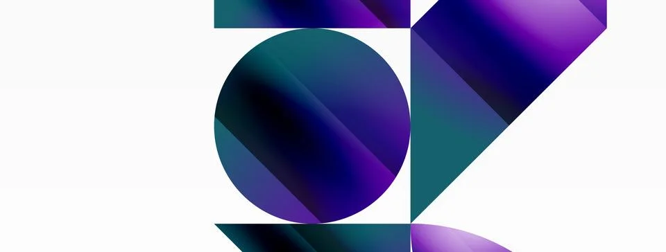 Serene gradient template. Circles and triangles mingle in minimalist perfection Illustrazione stock