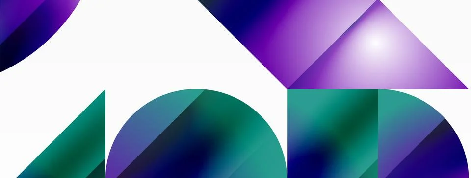 Serene gradient template. Circles and triangles mingle in minimalist perfection Stock Illustration