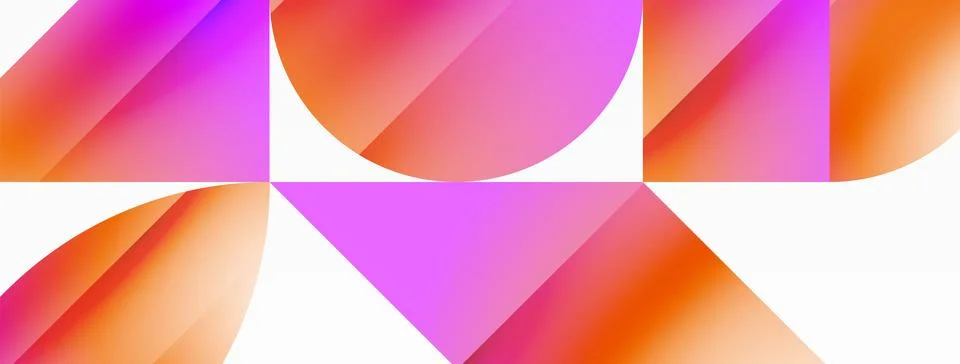 Serene gradient template. Circles and triangles mingle in minimalist perfection Illustrazione stock