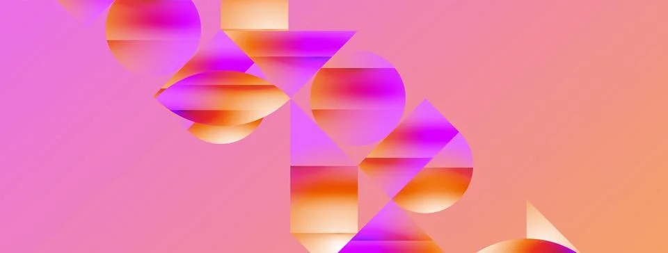 Serene gradient template. Circles and triangles mingle in minimalist perfection Stock Illustration