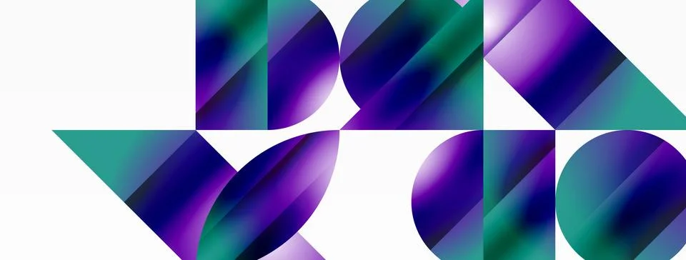 Serene gradient template. Circles and triangles mingle in minimalist perfection Stock Illustration