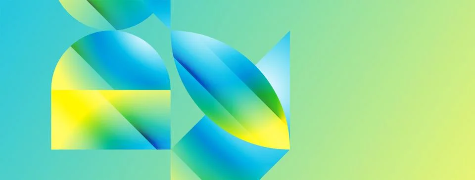 Serene gradient template. Circles and triangles mingle in minimalist perfection Stock Illustration