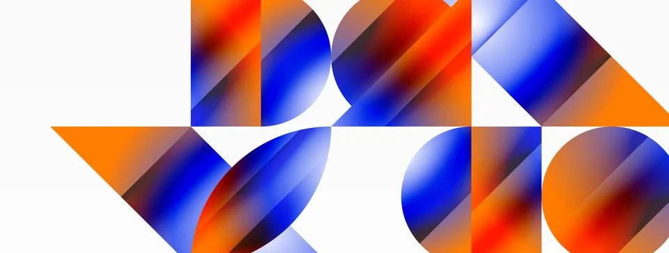 Serene gradient template. Circles and triangles mingle in minimalist perfection Stock Illustration