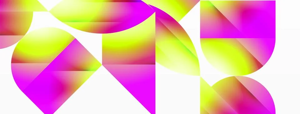 Serene gradient template. Circles and triangles mingle in minimalist perfection Illustrazione stock