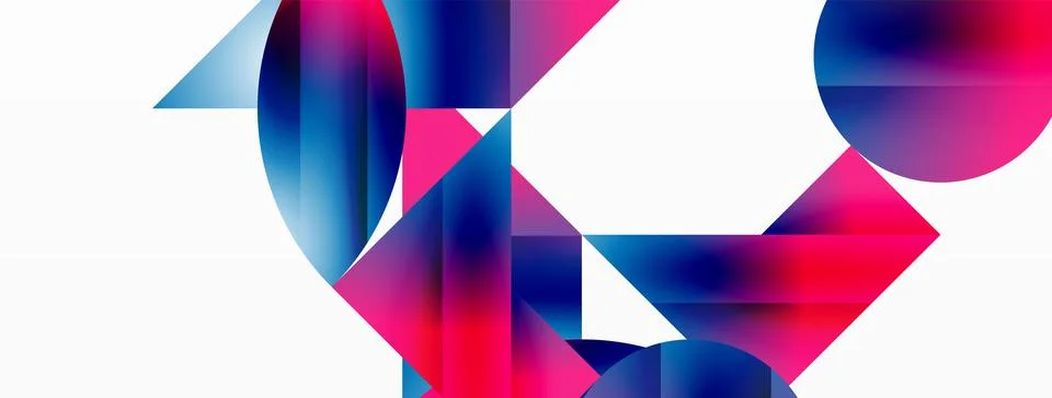 Serene gradient template. Circles and triangles mingle in minimalist perfection Stockillustratie