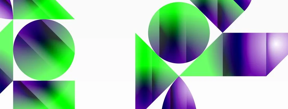Serene gradient template. Circles and triangles mingle in minimalist perfection Stock Illustration