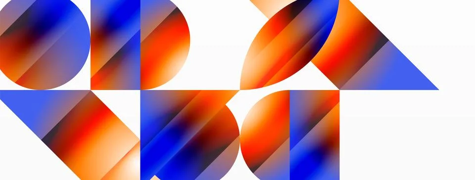 Serene gradient template. Circles and triangles mingle in minimalist perfection Stock Illustration