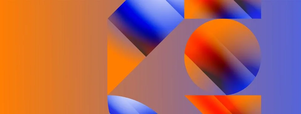 Serene gradient template. Circles and triangles mingle in minimalist perfection Stock Illustration