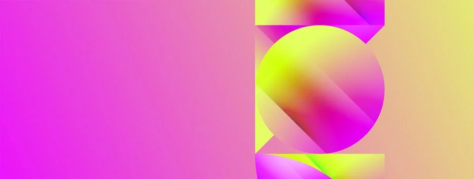 Serene gradient template. Circles and triangles mingle in minimalist perfection Illustrazione stock