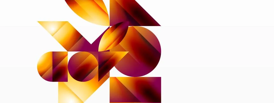 Serene gradient template. Circles and triangles mingle in minimalist perfection Stock Illustration
