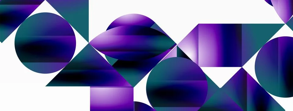 Serene gradient template. Circles and triangles mingle in minimalist perfection Stock Illustration