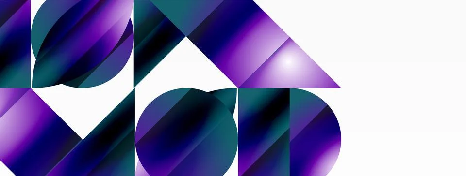 Serene gradient template. Circles and triangles mingle in minimalist perfection Illustrazione stock