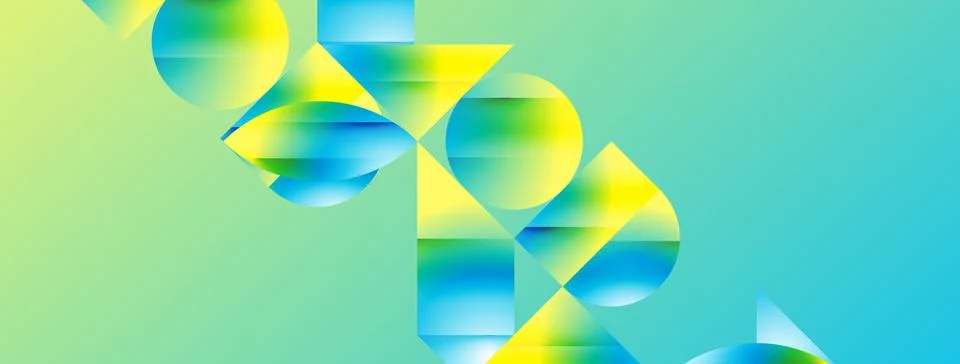 Serene gradient template. Circles and triangles mingle in minimalist perfection Stock Illustration
