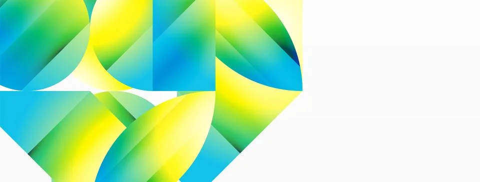 Serene gradient template. Circles and triangles mingle in minimalist perfection Illustrazione stock