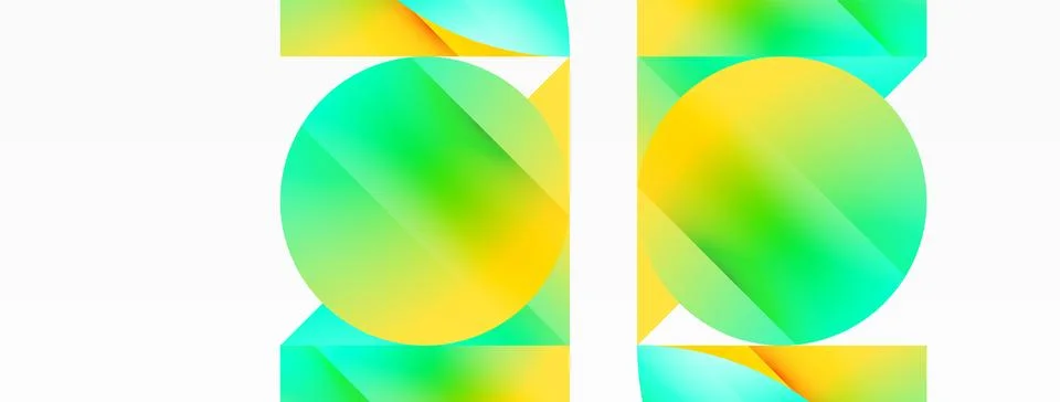 Serene gradient template. Circles and triangles mingle in minimalist perfection Stock Illustration