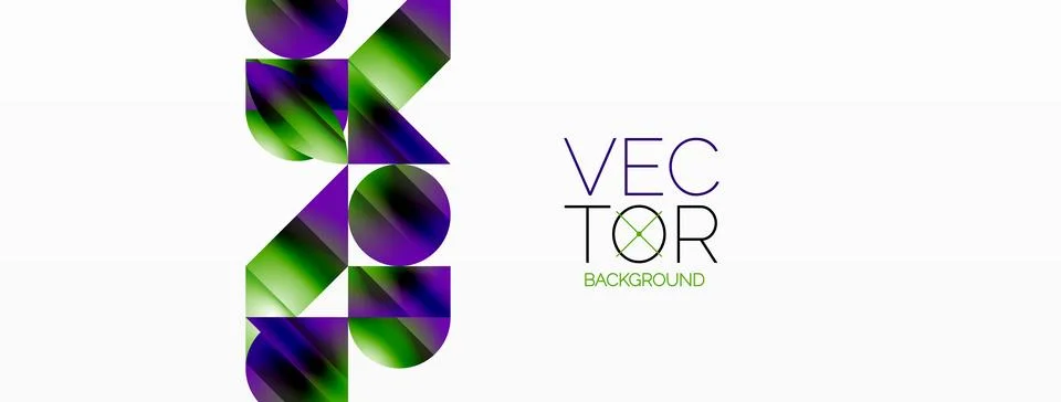 Serene gradient template. Circles and triangles mingle in minimalist perfection Illustrazione stock