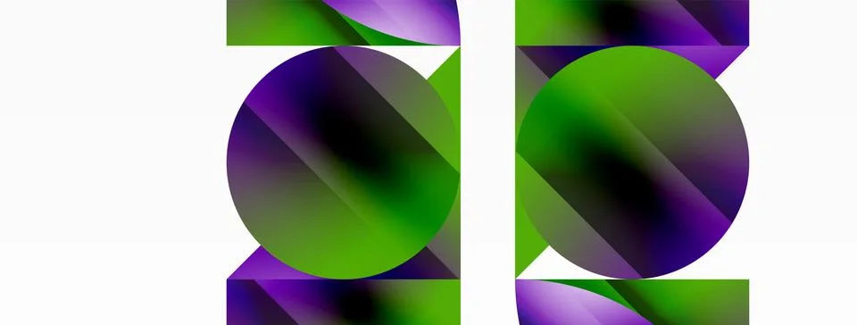 Serene gradient template. Circles and triangles mingle in minimalist perfection Stock Illustration