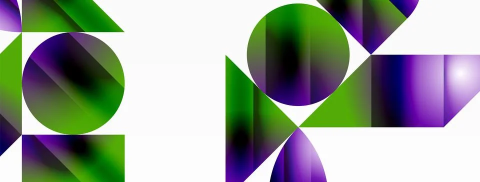 Serene gradient template. Circles and triangles mingle in minimalist perfection Stock Illustration