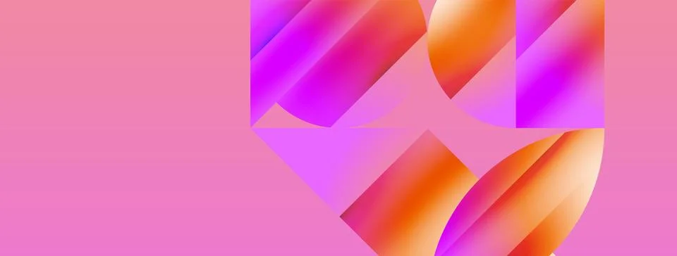 Serene gradient template. Circles and triangles mingle in minimalist perfection Illustrazione stock