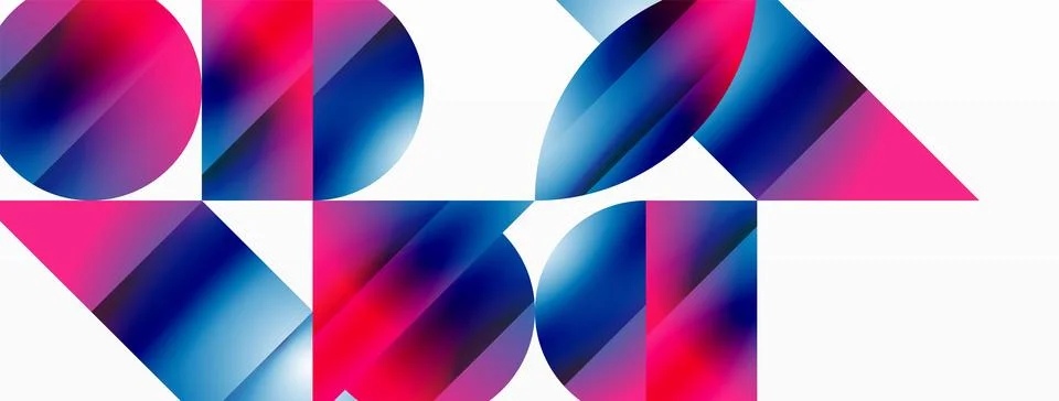 Serene gradient template. Circles and triangles mingle in minimalist perfection Stock Illustration