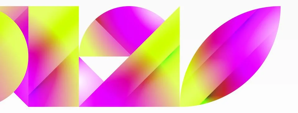 Serene gradient template. Circles and triangles mingle in minimalist perfection Stock Illustration