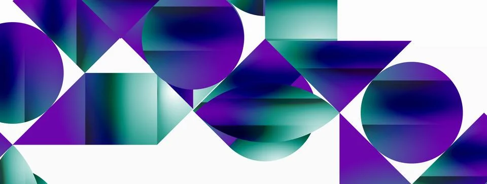 Serene gradient template. Circles and triangles mingle in minimalist perfection Stock Illustration