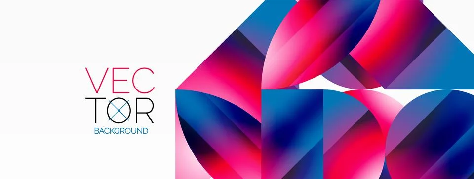 Serene gradient template. Circles and triangles mingle in minimalist perfection Illustrazione stock