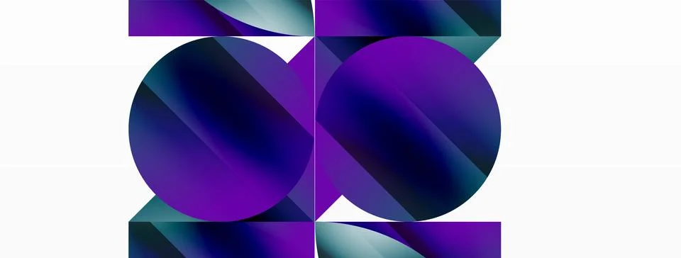 Serene gradient template. Circles and triangles mingle in minimalist perfection Illustrazione stock