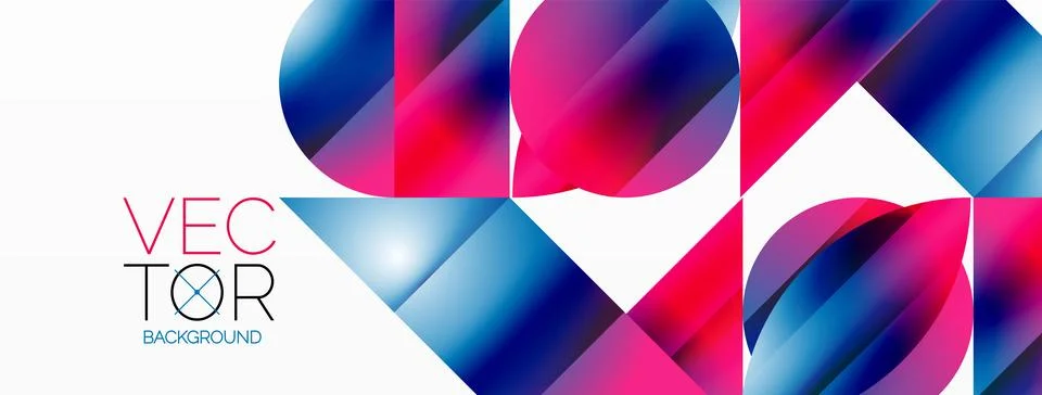 Serene gradient template. Circles and triangles mingle in minimalist perfection Stock Illustration