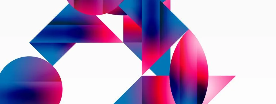 Serene gradient template. Circles and triangles mingle in minimalist perfection Stock Illustration