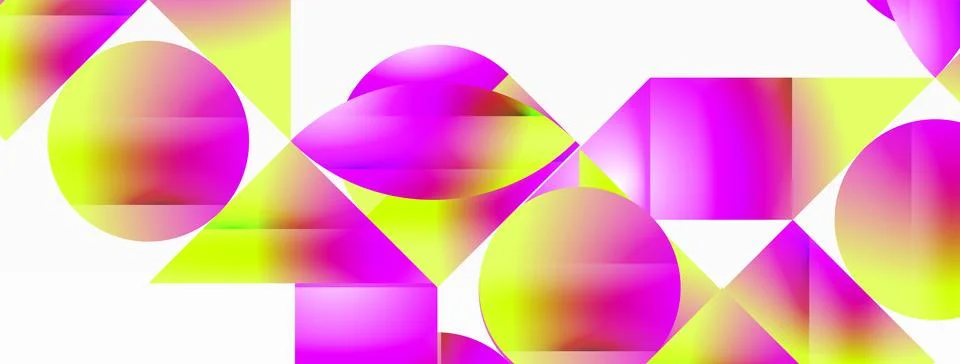 Serene gradient template. Circles and triangles mingle in minimalist perfection イラスト素材
