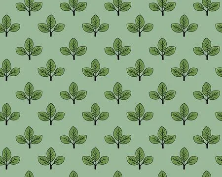 Serene green leaf pattern.  Perfect for naturethemed designs, textiles, or .. Stock Illustration