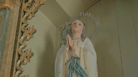 Serene Immaculate Conception Statue in Prayer Pose Stock Footage 320161167