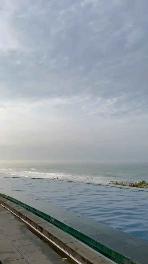 Serene Infinity Pool with Stunning Panoramic Ocean Views Stock Footage 340256641