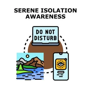 Serene isolation awareness preventing digital distraction for well being Stock Illustration