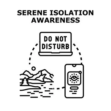 Serene isolation awareness preventing digital distraction for well being Stock Illustration