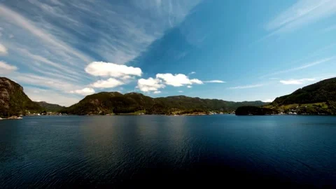 Serene Lake Landscape with Dramatic Sky and Mountain Reflections Stock Footage 308340921