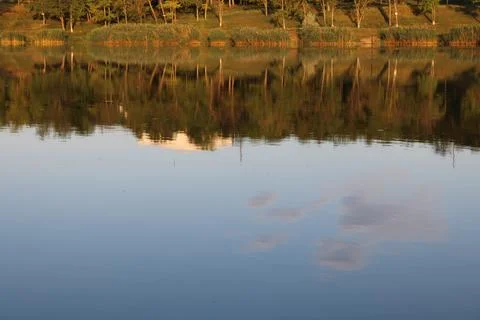 Serene Lake Reflection at Sunset Stock Photos