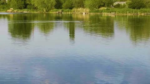 Serene Landscape View of the Ros River in Ukraine on a Sunny Day Stock Footage 326273053