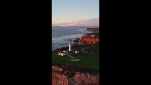 Serene Lighthouse Landscape at Dusk Stock Footage 328065124
