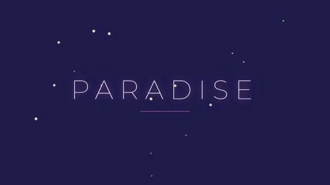 Serene luxury concept: "Paradise" displayed on a deep blue starry minimalis.. Video stock 337577656