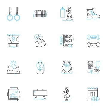 Serene mindset linear icons set. Tranquility, Calmness, Peace, Serenity Stock Illustration