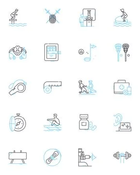 Serene mindset linear icons set. Tranquility, Calmness, Peace, Serenity Stock Illustration