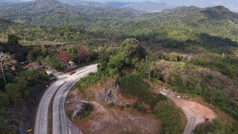 Serene Mountain Forest Road Under Soft Light Video stock 327508477