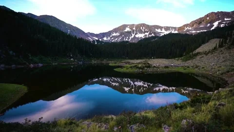 Serene Mountain Lake Reflection at Dawn Video stock 311725877